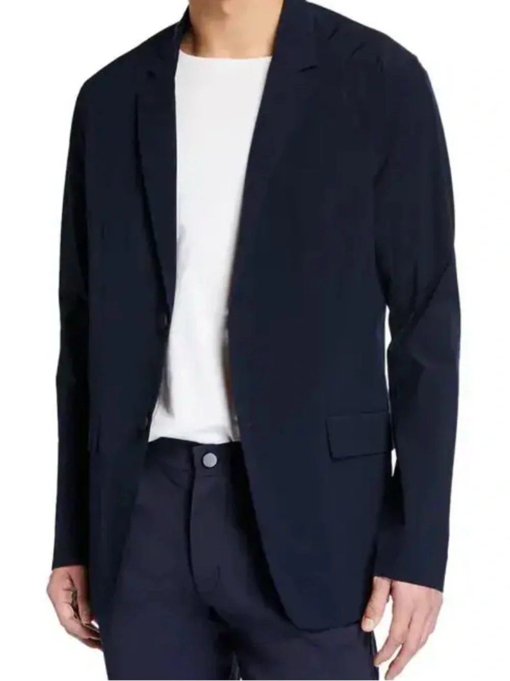 Theory Euclid Paper Nylon Packable Blazer Navy Blue XS